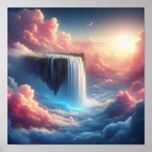 Póster Cascada Mística del Cielo desde la Fantasía Suspen