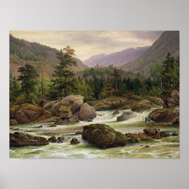 Póster Cascada noruega, 1840 (Frente)