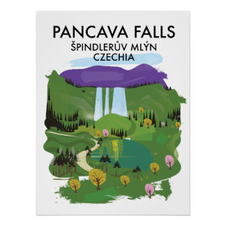 Póster Cascada Pancava Špindlerův Mlýn, Chequia publicaci
