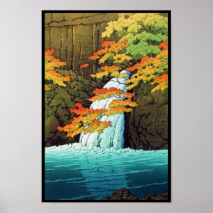 Póster Cascada Senju, Akame Hasui Kawase shin hanga art