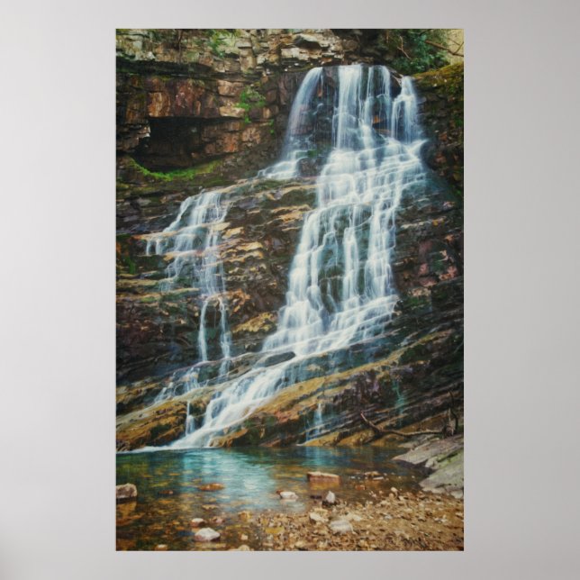 Póster Cascada Serena en la Naturaleza (Frente)