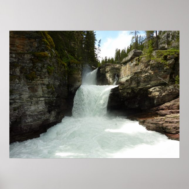 Póster Cascada St. Mary I en el Parque Nacional Glacier (Frente)