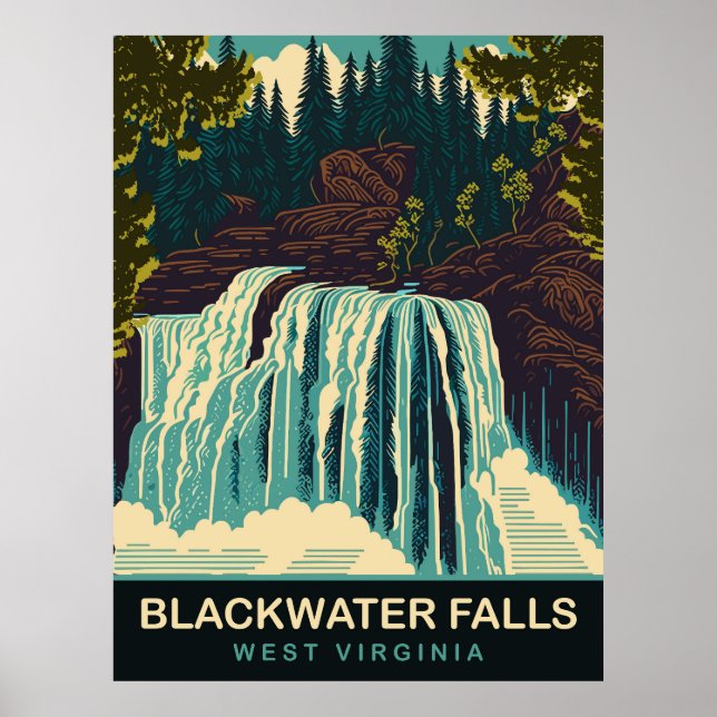 Póster Cascadas de Blackwater, Virginia Occidental, Viaje (Frente)