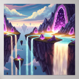Póster Cascadas de Cristal de Luz en Islas de Ensueño Flo