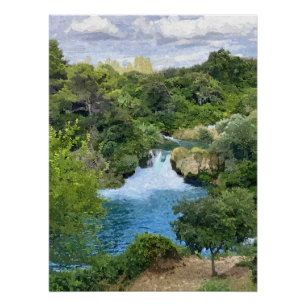 Póster Cascadas de Krka en Croacia vista panorámica
