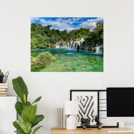 Póster Cascadas de Krka en Croacia vista panorámica