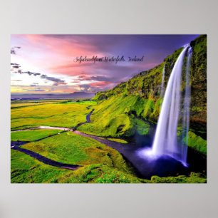 Póster Cascadas de Seljalandsfoss, Islandia