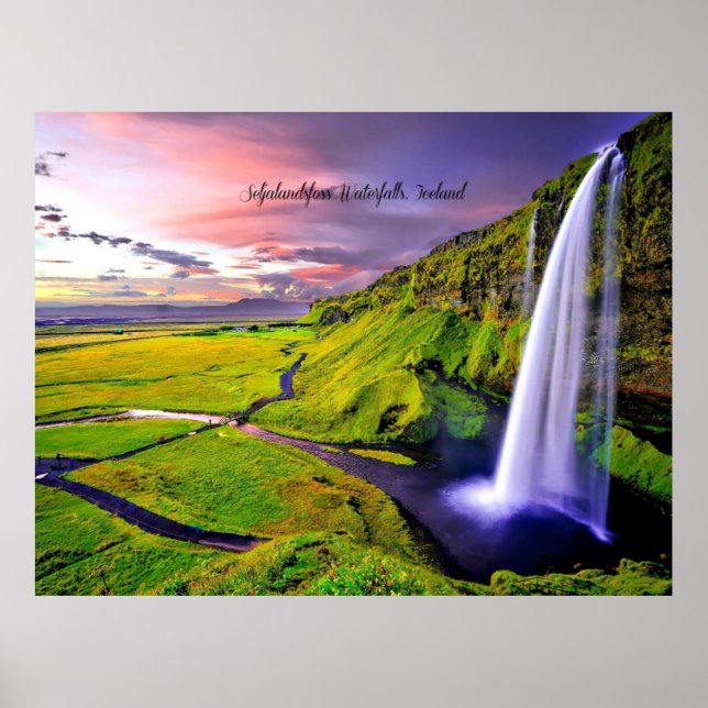 Póster Cascadas de Seljalandsfoss, Islandia (Frente)