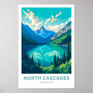 Póster Cascadas del Norte Viajes en Washington