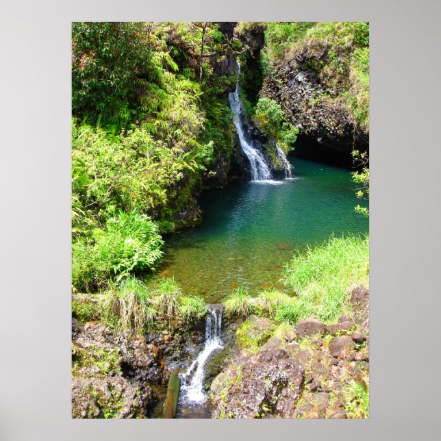 Póster Cascadas en el camino a Hana, Maui, Hawaii (Frente)
