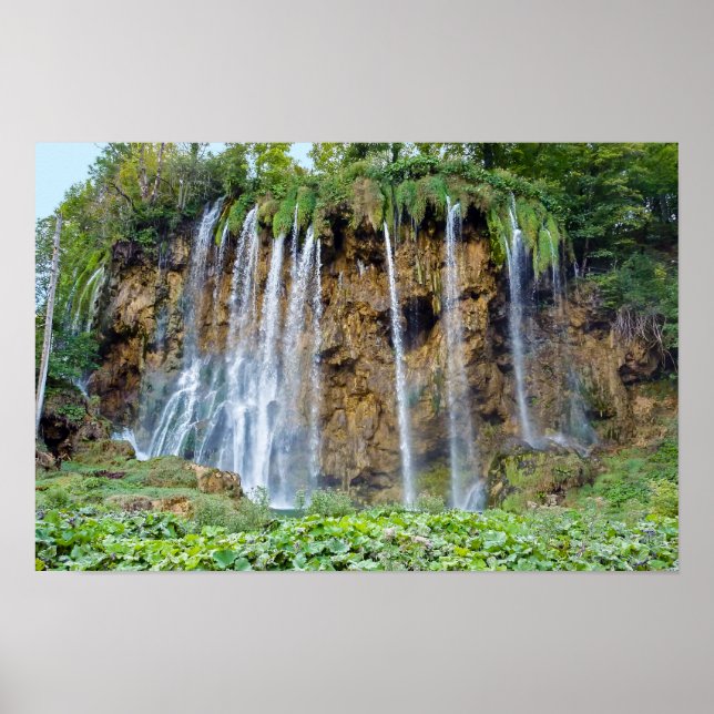 Póster Cascadas en el Parque Nacional Plitvice - Croacia (Frente)