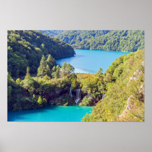 Póster Cascadas en el Parque Nacional Plitvice - Croacia