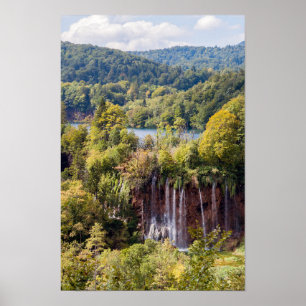 Póster Cascadas en el Parque Nacional Plitvice - Croacia