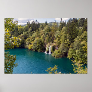 Póster Cascadas en el Parque Nacional Plitvice - Croacia