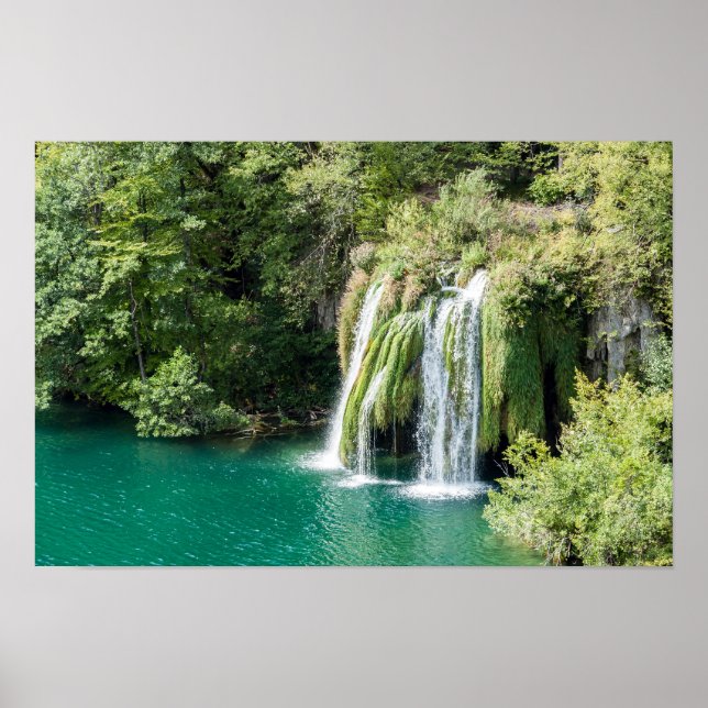 Póster Cascadas en el Parque Nacional Plitvice - Croacia (Frente)