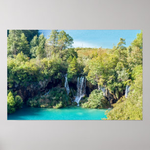 Póster Cascadas en el Parque Nacional Plitvice - Croacia