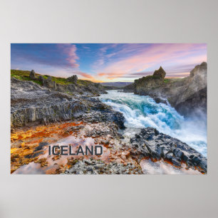 Póster Cascadas Geitafoss, Islandia