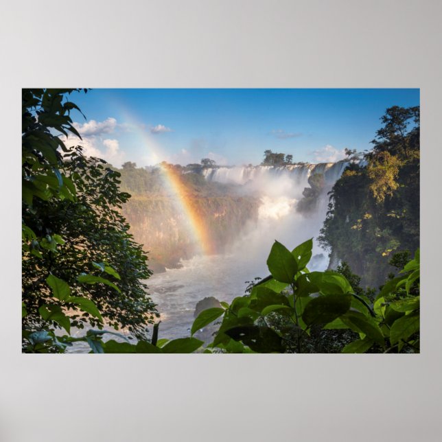 Póster Cascadas Iguazú con arcoiris, Argentina (Frente)