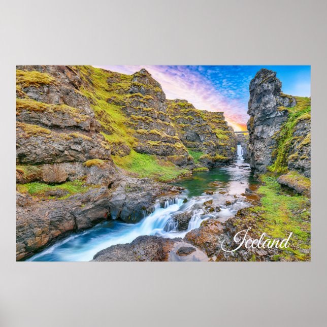 Póster Cascadas Kolufossar, Islandia (Frente)