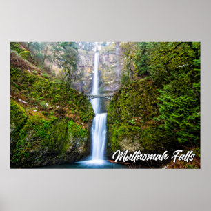 Póster Cascadas Multnomah, desfiladero del río Columbia,