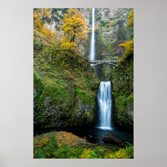 Póster Cascadas Multnomah en otoño en la garganta del Col (Frente)