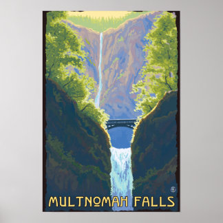 Póster Cascadas Multnomah, Oregon Doncella de las Cascada
