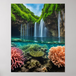 Póster Cascadas tropicales coloridas