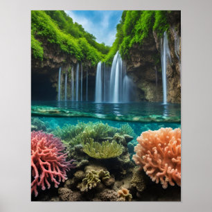 Póster Cascadas tropicales coloridas