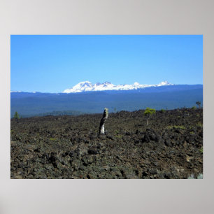 Póster Cascadas y rocas de lava, Oregón