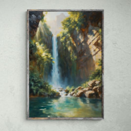 Póster Cascading Majesty: Cascada del Acantilado de la Ju