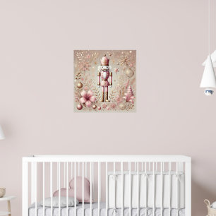 Póster Cascanueces Pastel Rosa y Dorado Elegante y Capric