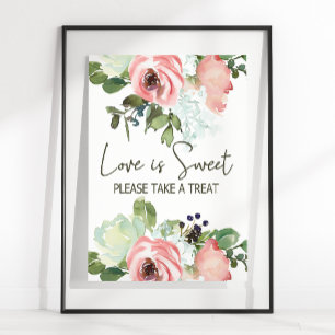 Póster Cáscara de huevo y Rubor Floral Amor de Boda es Du