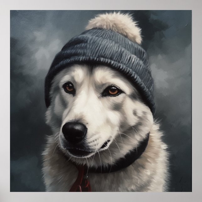 Póster Cáscara linda con gorra azul de invierno (Frente)