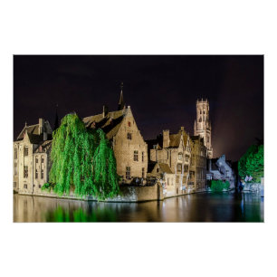 Póster Casco antiguo de Brujas y torre Belfry