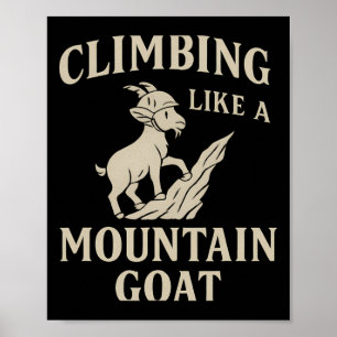 Póster Casco de cabra montés escalando tipografía al aire
