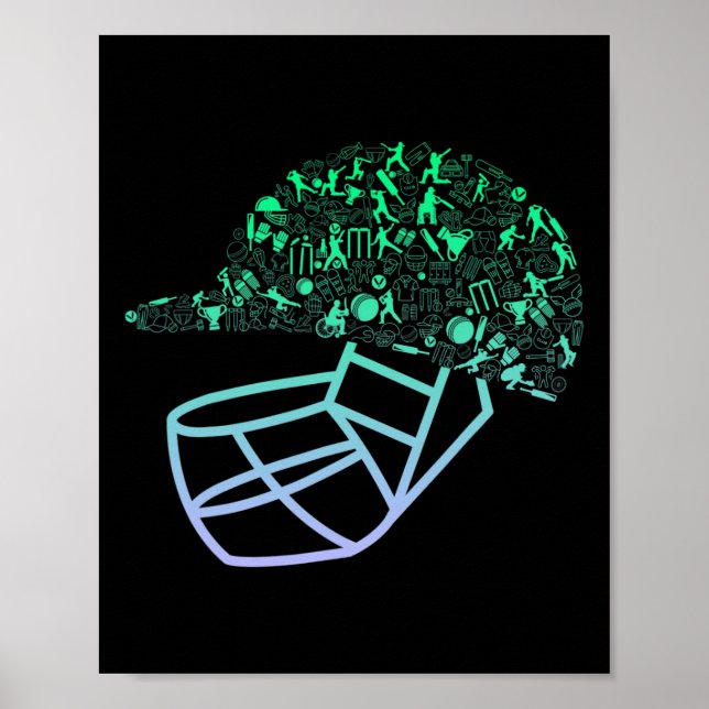 Póster Casco de cricket para niños jugadores de cricket  (Frente)
