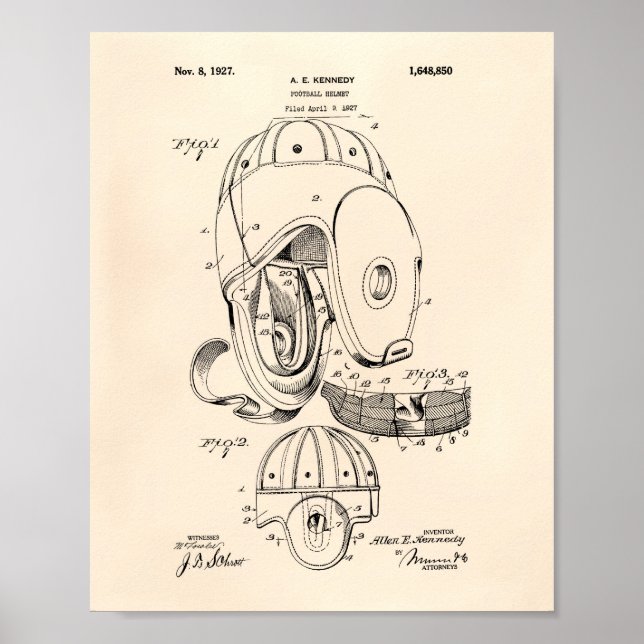 Póster Casco de fútbol 1927 Patent Art - Old Peper (Frente)