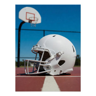 Póster Casco de fútbol americano blanco en la línea de la