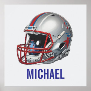 Póster Casco de fútbol motivacional inspirador nombre
