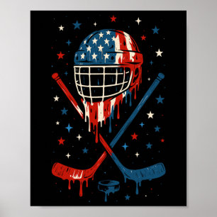 Póster Casco de hockey del 4 de julio con gotas de helado