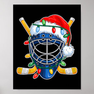 Póster Casco de Hockey sobre Hielo de Navidad Santa Xmas