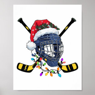 Póster Casco de hockey sobre hielo de Navidad Santa Xmas