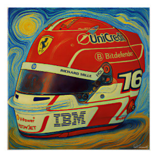 Póster Casco de Leclerc de Fórmula Uno