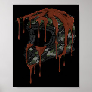 Póster Casco de Motocross Vintage Drip Melt Bicicleta de 
