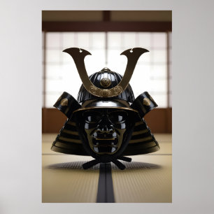 Póster Casco de Samurái Japonés