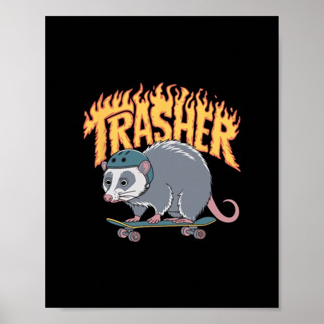Póster Casco de zarigüeya de patinaje Trasher Skateboardi (Frente)