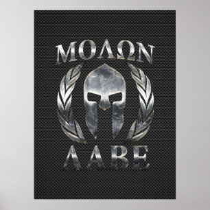 Póster Casco espartano de acero de Molon Labe en fibra de