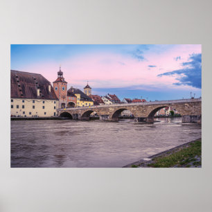 Póster Casco histórico de Regensburg, Alemania