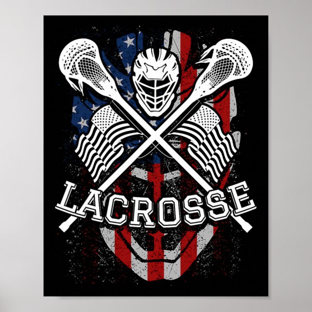 Póster Casco Lacrosse Y Palos (Frente)