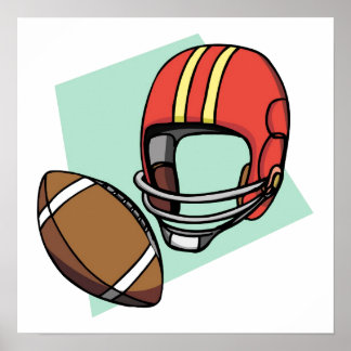 Póster casco rojo de fútbol